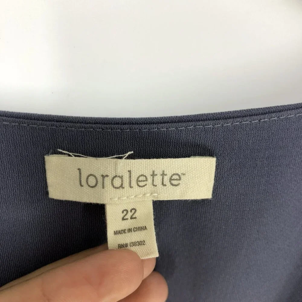 Loralette Dusty Blue Fit and Flare Surplice Dress - Picture 3 of 7